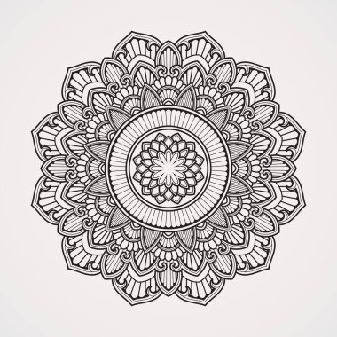 Kına, dövme, fotoğraf, boyama kitapları için uygun dairesel çiçek deseni oluşturma mandalası. İslam, Hindu, Buda, Hindistan, Pakistan, Çin, Arap