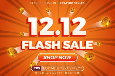 düzenlenebilir 3d metin efekti 12.12 flash sale