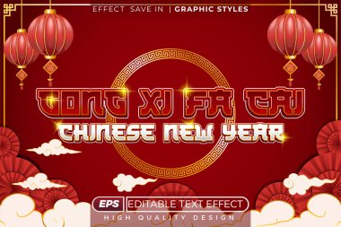 Düzenlenebilir 3D metin efekti gong xi fa cai