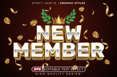 Düzenlenebilir 3d metin efekti yeni üye