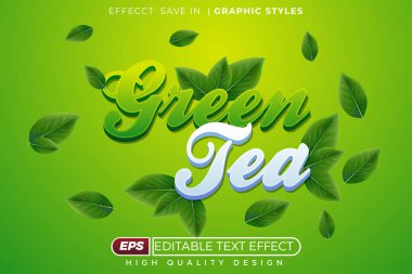 Düzenlenebilir 3D metin efekti yeşil çay