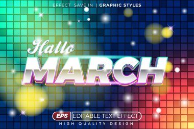 Düzenlenebilir 3d metin efekti merhaba yürüyüşü