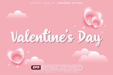 Düzenlenebilir 3D metin efekti Sevgililer Günü