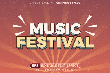 düzenlenebilir 3d metin efekti müzik festivali