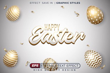 Düzenlenebilir 3d metin efekti Mutlu Paskalyalar
