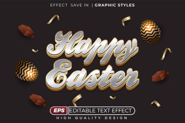 Düzenlenebilir 3d metin efekti Mutlu Paskalyalar