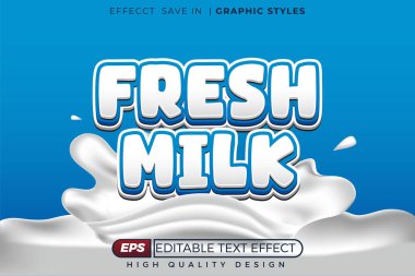Düzenlenebilir 3D metin efekti taze süt