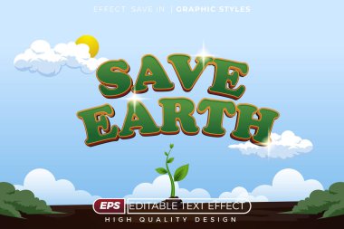 Düzenlenebilir 3d metin efekti dünyayı kaydeder