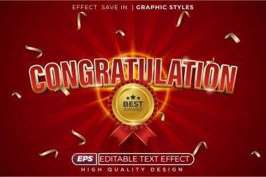 Düzenlenebilir 3D metin efekti tebrikler