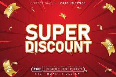 Düzenlenebilir 3d metin efekti süper indirim