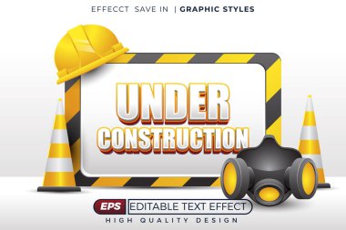 Düzenlenebilir 3d metin efekti inşaat altında