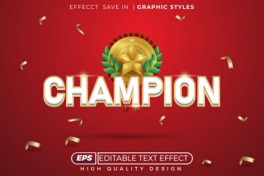 Düzenlenebilir 3d metin efekti şampiyonu
