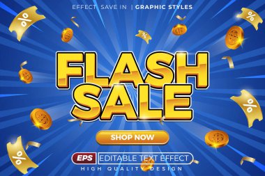 Düzenlenebilir 3d metin efekti flaş satışı