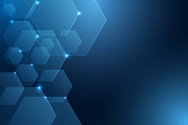 Teknolojik arka plan, altıgen, mavi, modern