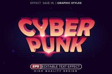 Düzenlenebilir 3d metin efekti siber punk