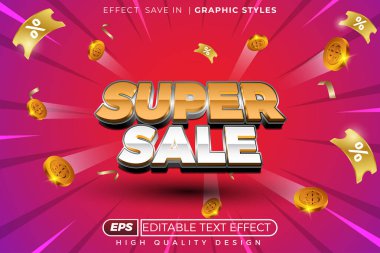 düzenlenebilir 3d metin efekti süper satış
