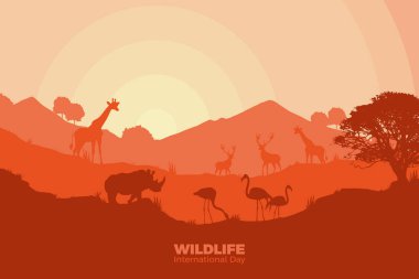 Uluslararası Vahşi Yaşam Gününün silüet çizimi