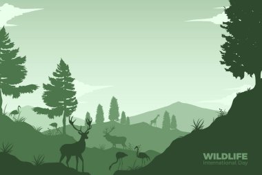 Uluslararası Vahşi Yaşam Gününün silüet çizimi