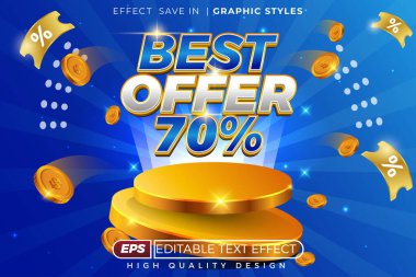 Düzenlenebilir 3d metin efekti en iyi% 70 sunar