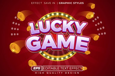 Düzenlenebilir 3d metin efekti şanslı oyun
