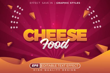 Düzenlenebilir 3D metin efekti peynir yemeği