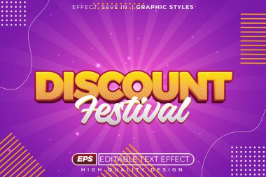 Düzenlenebilir 3d metin efekti indirim festivali