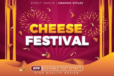 Düzenlenebilir 3D metin efekti peynir festivali