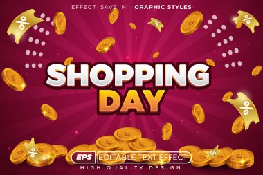 Düzenlenebilir 3d metin efekti alışveriş günü