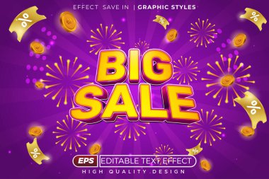 Düzenlenebilir 3d metin efekti büyük satış