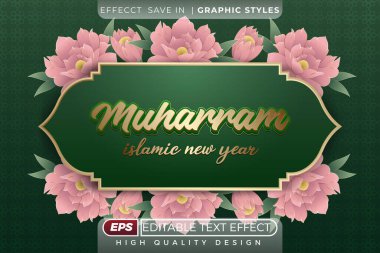 Düzenlenebilir 3d metin efekti Muharram Yeni Yıl