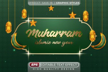 Düzenlenebilir 3d metin efekti Muharram Yeni Yıl