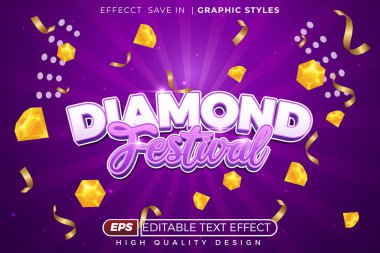 Düzenlenebilir 3D metin efekti elmas festivali