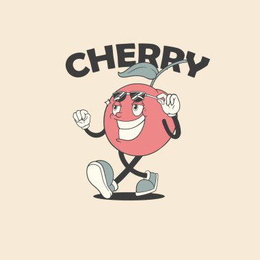 Vintage Maskot Kiraz Yürüyüşü Rahatlamış