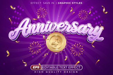 Düzenlenebilir 3d metin efekti yıldönümü