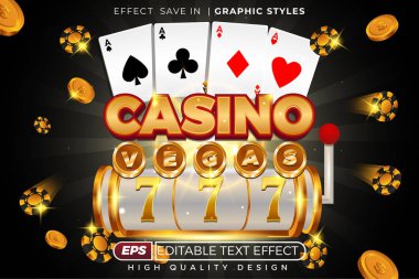 Düzenlenebilir 3D metin efekti kumarhane Vegas