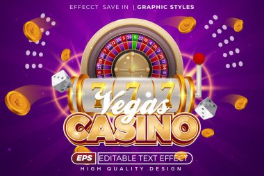 Düzenlenebilir 3D metin efekti Vegas Kumarhanesi