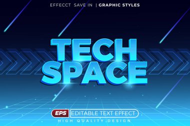 Teknoloji Boşluğu Düzenlenebilir Metin Efekti Gelecekçi Mavi Neon Biçimi Arkaplanı