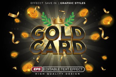 Düzenlenebilir 3d metin efekti altın kart