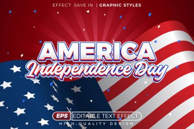 Düzenlenebilir 3D metin efekti Amerika 'nın bağımsızlık günü