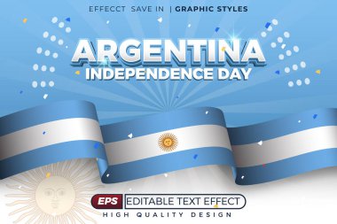 Düzenlenebilir 3D metin efekti Arjantin Bağımsızlık Günü