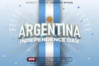 Düzenlenebilir 3D metin efekti Arjantin Bağımsızlık Günü