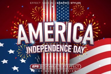 Düzenlenebilir 3D metin efekti Amerika 'nın bağımsızlık günü