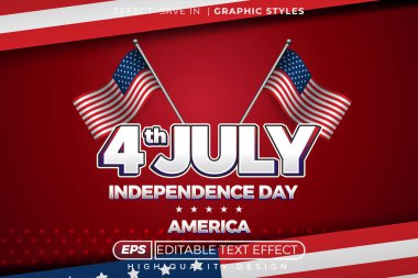 Düzenlenebilir 3D metin efekti 4 Temmuz Bağımsızlık Günü