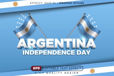 Düzenlenebilir 3D metin efekti Arjantin Bağımsızlık Günü