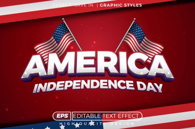 Düzenlenebilir 3D metin efekti Amerika 'nın bağımsızlık günü
