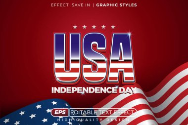 Düzenlenebilir 3D metin etkisi ABD bağımsızlık günü