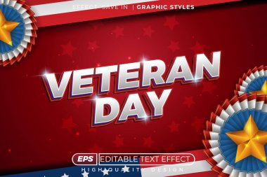 Düzenlenebilir 3D metin efekti gazi günü