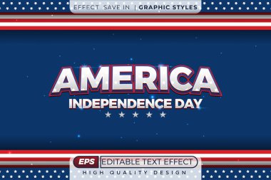 Düzenlenebilir 3D metin efekti Amerika 'nın bağımsızlık günü