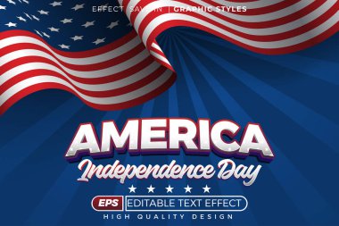 Düzenlenebilir 3D metin efekti Amerika 'nın bağımsızlık günü