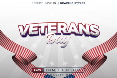 Düzenlenebilir 3D metin efekti gaziler günü